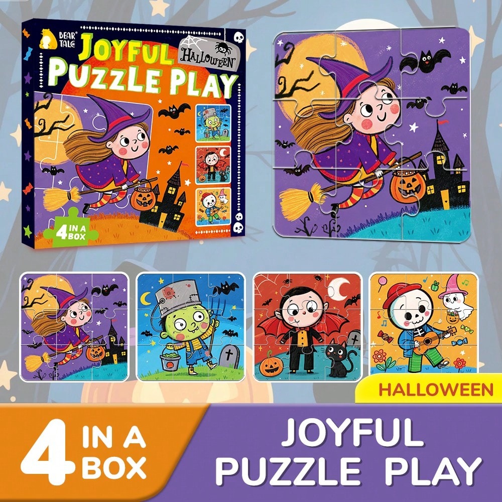 Kids Toys Xmas - Puzzles d’Halloween 4 en 1 pour